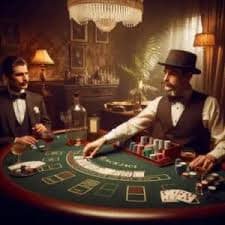Antarmuka Infinite Blackjack di uustoto dengan meja dealer, tangan pemain, dan kontrol keputusan